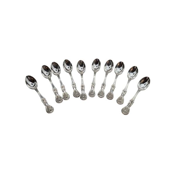 Vintage FB Rogers French Rose Set of 10 Small Silverplate Demitasse Spoons - Picture 7 of 7